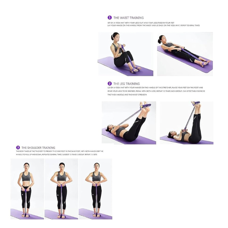 Bande de résistance en latex pour pédale de yoga corde élastique - Avec poignées pour abdominaux, taille, bras, étirement des jambes - Entraînement