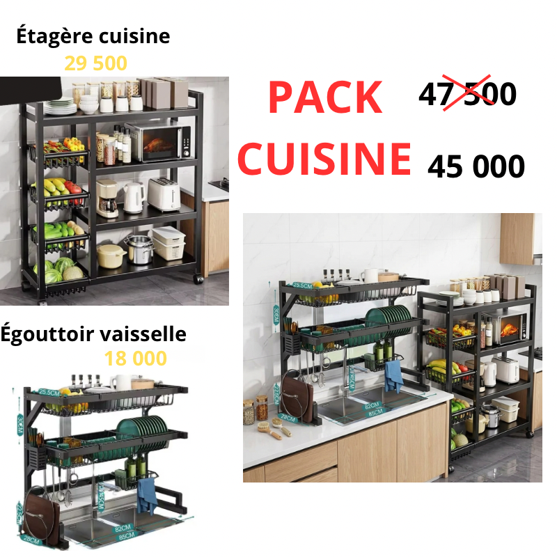 Pack Cuisine Complet – Étagère + Égouttoir Vaisselle
