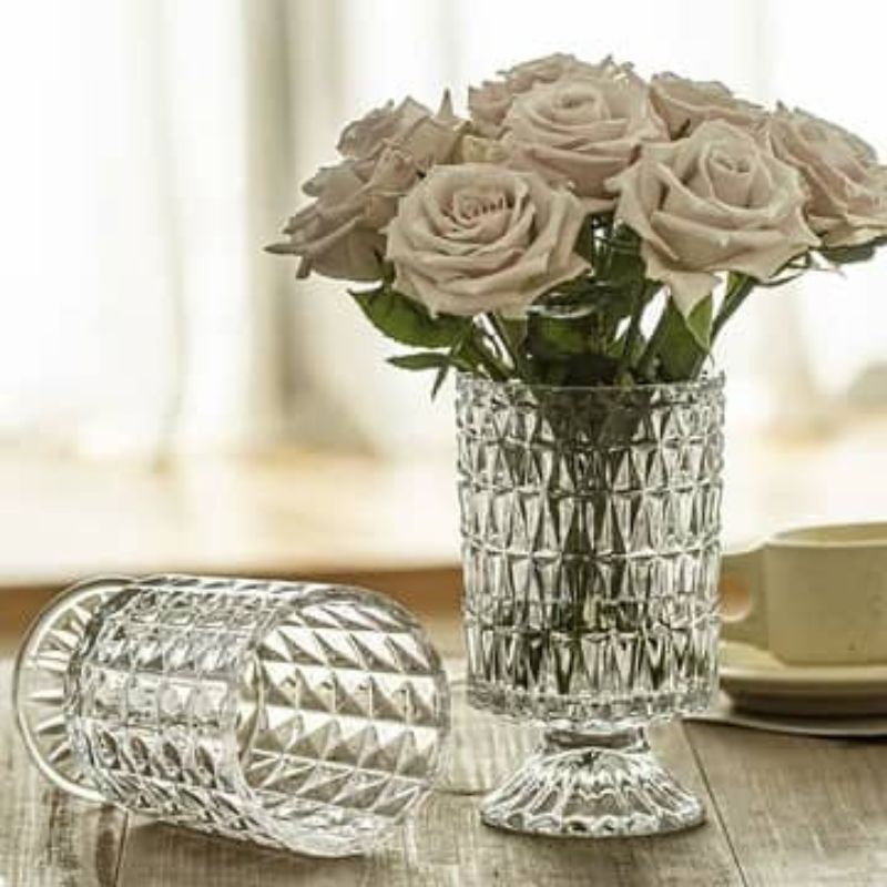 Vase en Verre Transparent(sans les fleurs)