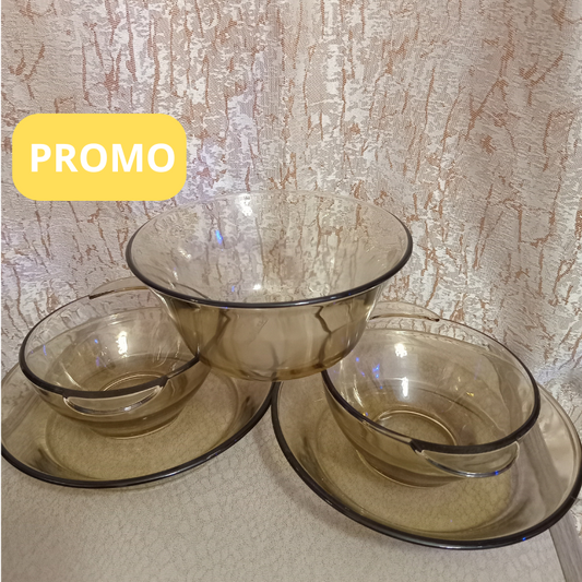 Soucoupes et Assiettes en Verre - Vintage 5 Pieces