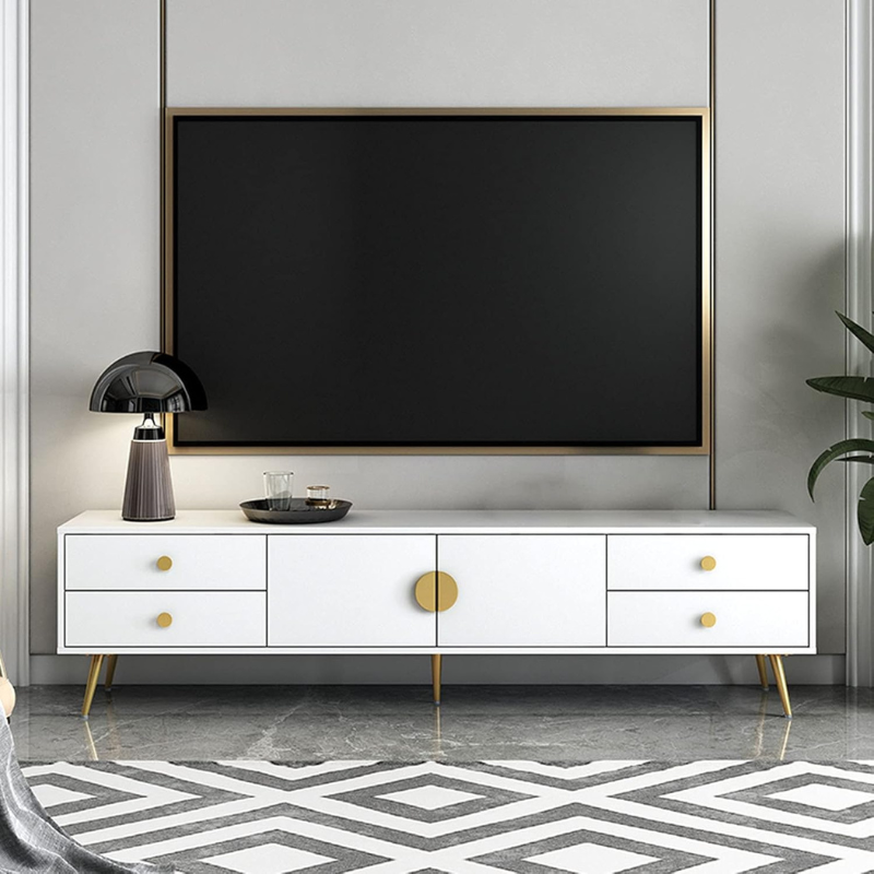 Meuble TV Moderne Blanc et doré