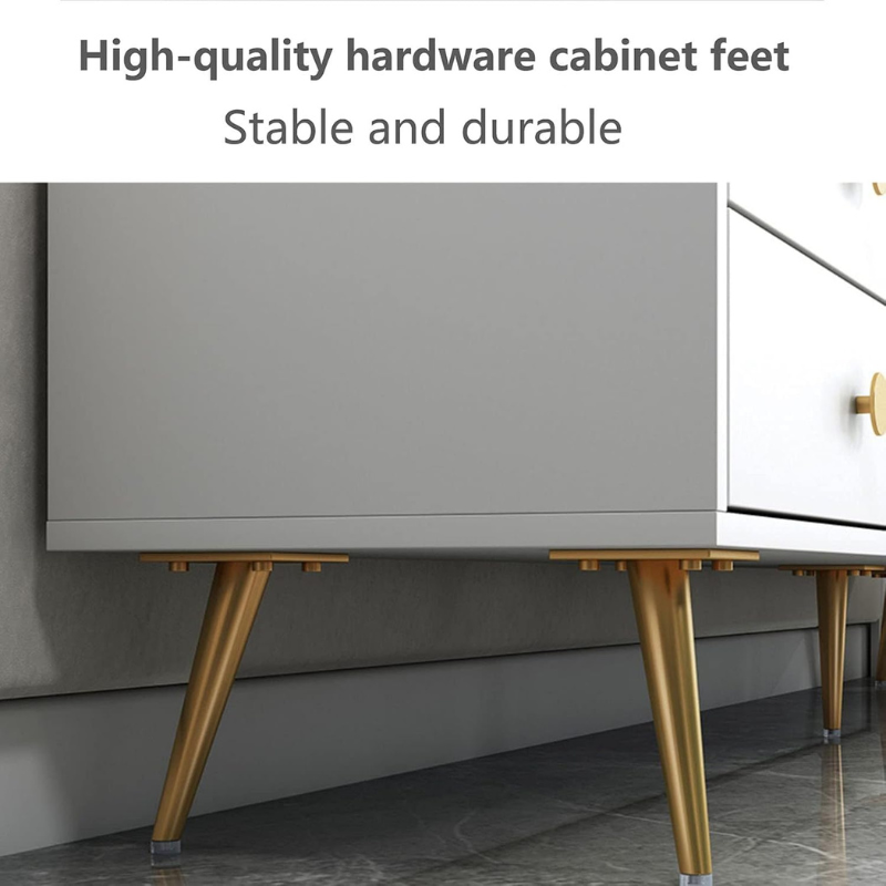 Meuble TV Moderne Blanc et doré