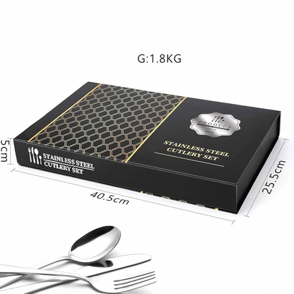 Lot de 24 couverts en acier inoxydable avec couteau, fourchette, cuillère, cuillère à café