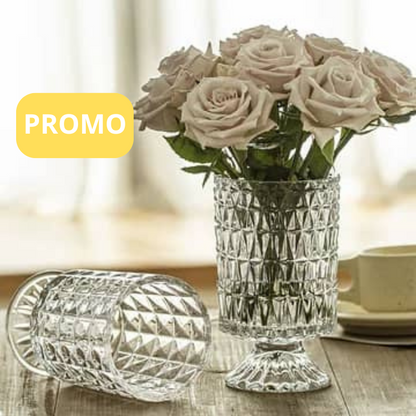 Vase en Verre Transparent(sans les fleurs)