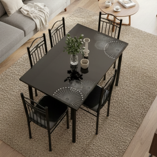 Ensemble de salle à manger avec une table et 4 chaises pour cuisine, salon-Noir