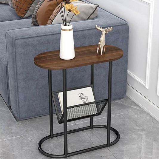Table Basse Ovale multifonctionnelle Creuse-Table d'appoint de Rangement en Bois Massif-Table canapé