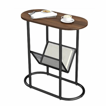 Table Basse Ovale multifonctionnelle Creuse-Table d'appoint de Rangement en Bois Massif-Table canapé