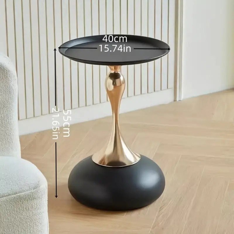 Table d'appoint-Table salon-Table ronde à piédestal en métal Noir