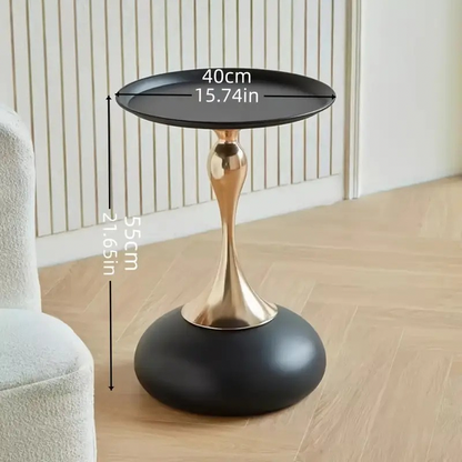 Table d'appoint-Table salon-Table ronde à piédestal en métal Noir