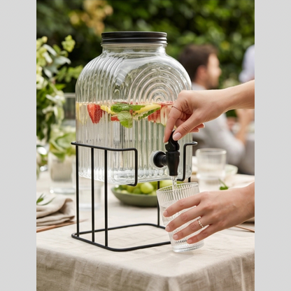 Distributeur de Boissons en Verre 5.7L avec Support – Buffet & Réception | Atishomedakar