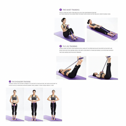 Bande de résistance en latex pour pédale de yoga corde élastique - Avec poignées pour abdominaux, taille, bras, étirement des jambes - Entraînement