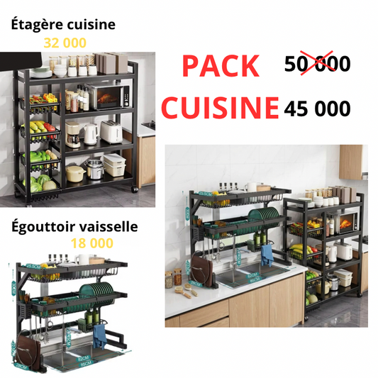 Pack Cuisine Complet – Étagère + Égouttoir Vaisselle