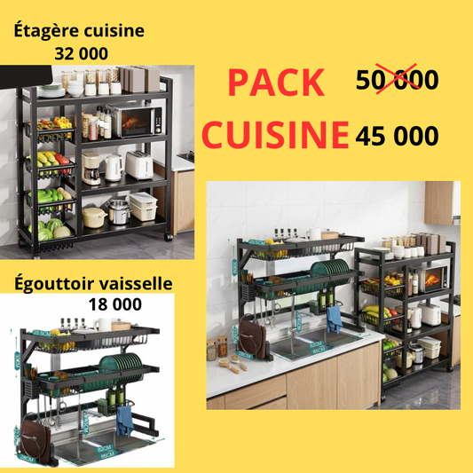 Pack Cuisine Complet – Étagère + Égouttoir Vaisselle
