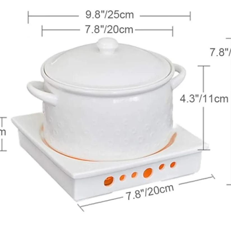 Ensemble casserole et chauffe-plats en céramique avec bougeoir