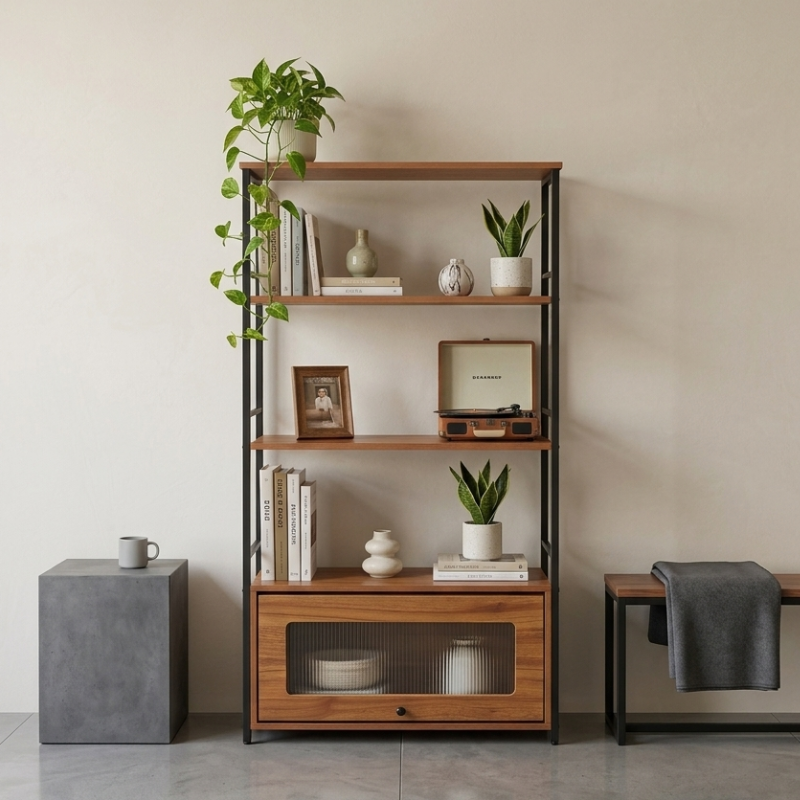 Étagère Design Bois & Métal