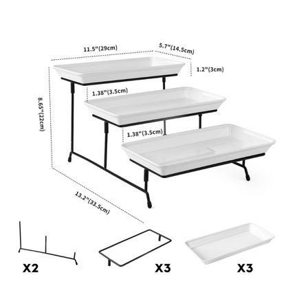 Plateau de service à 3 niveaux pour table à desserts-plateaux de service en céramique