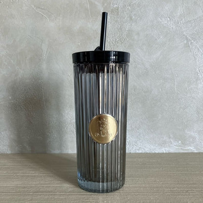 Gobelet en verre avec couvercle+ Paille- 470ML