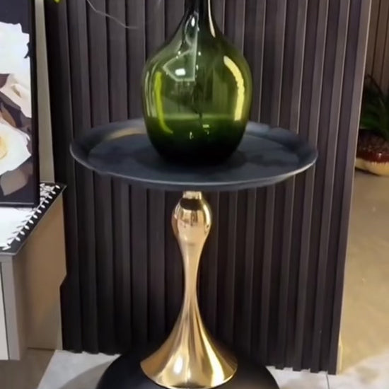 Table d'appoint-Table salon-Table ronde à piédestal en métal Noir1