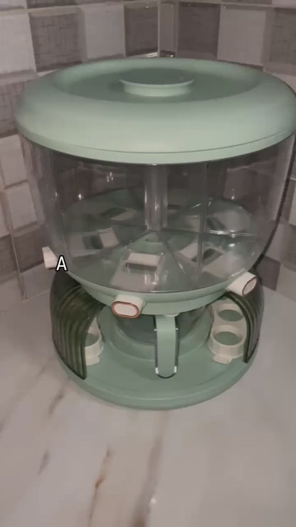 Distributeur de Stockage  D'aliments Rotatif à 360 °-6 Compartiments-Riz Céréales Légumineuses