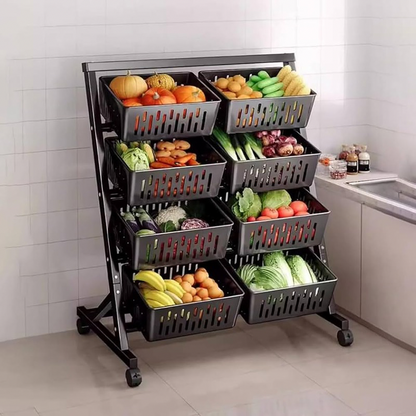 Étagère Cuisine à Roulettes 8 Paniers – Rangement Fruits & Légumes | Atishomedakar